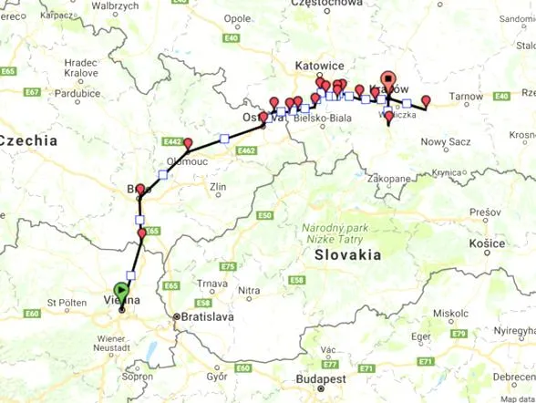 Lot z Krakowa do Wiednia