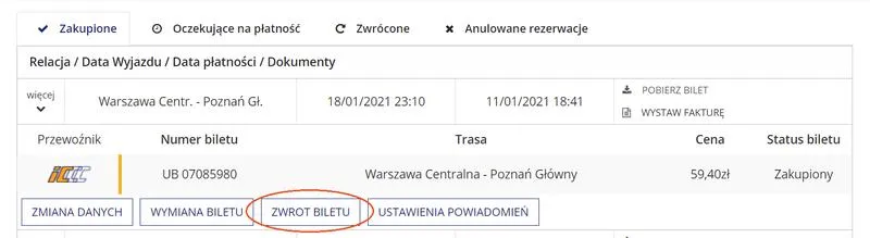 Procedury zwrotu biletów