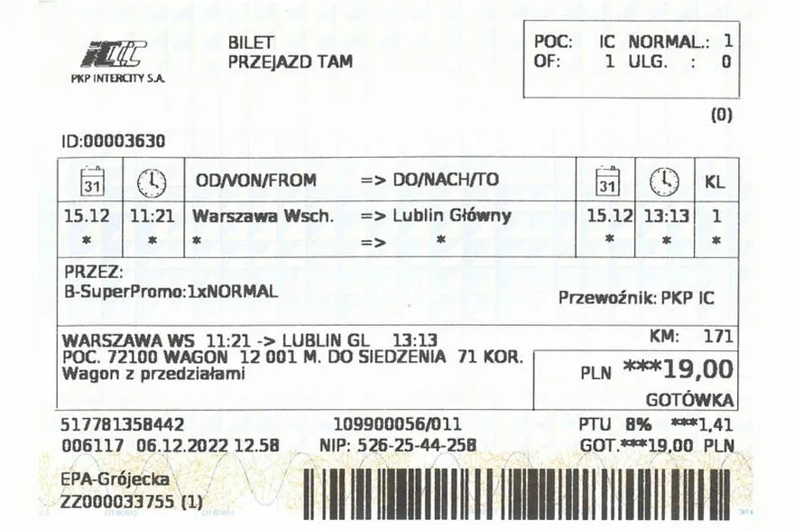 Seria biletu PKP