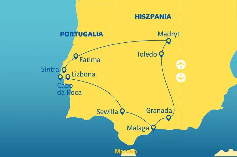 Średni czas lotu do Portugalii