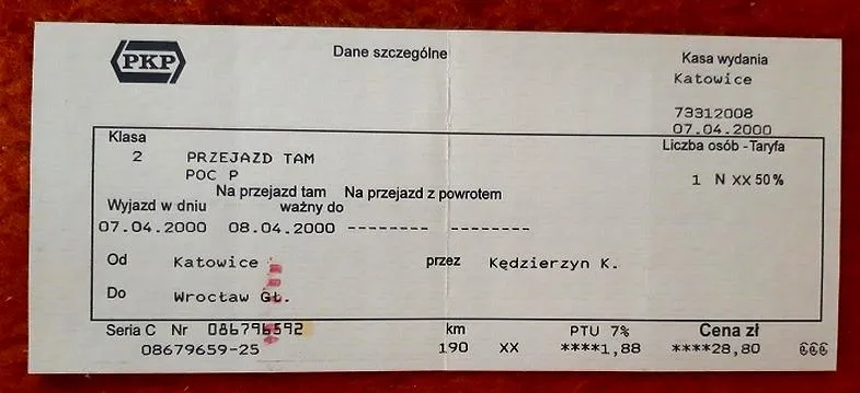 Wniosek o zwrot biletu