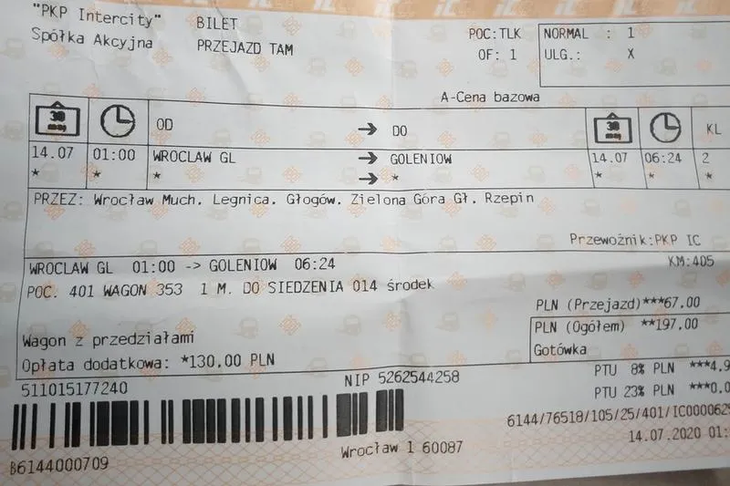 Wymiana biletów intercity
