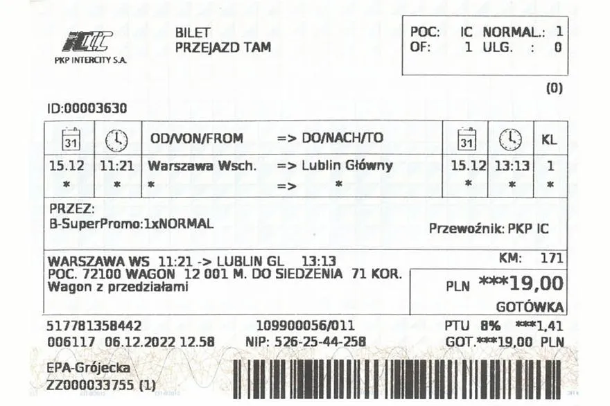 Zasady przedsprzedaży biletów PKP