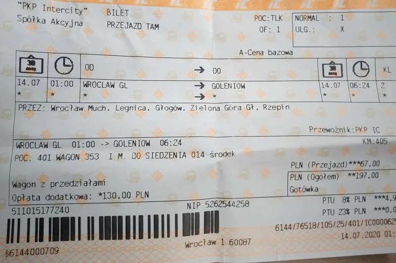 Zwrot biletów PKP